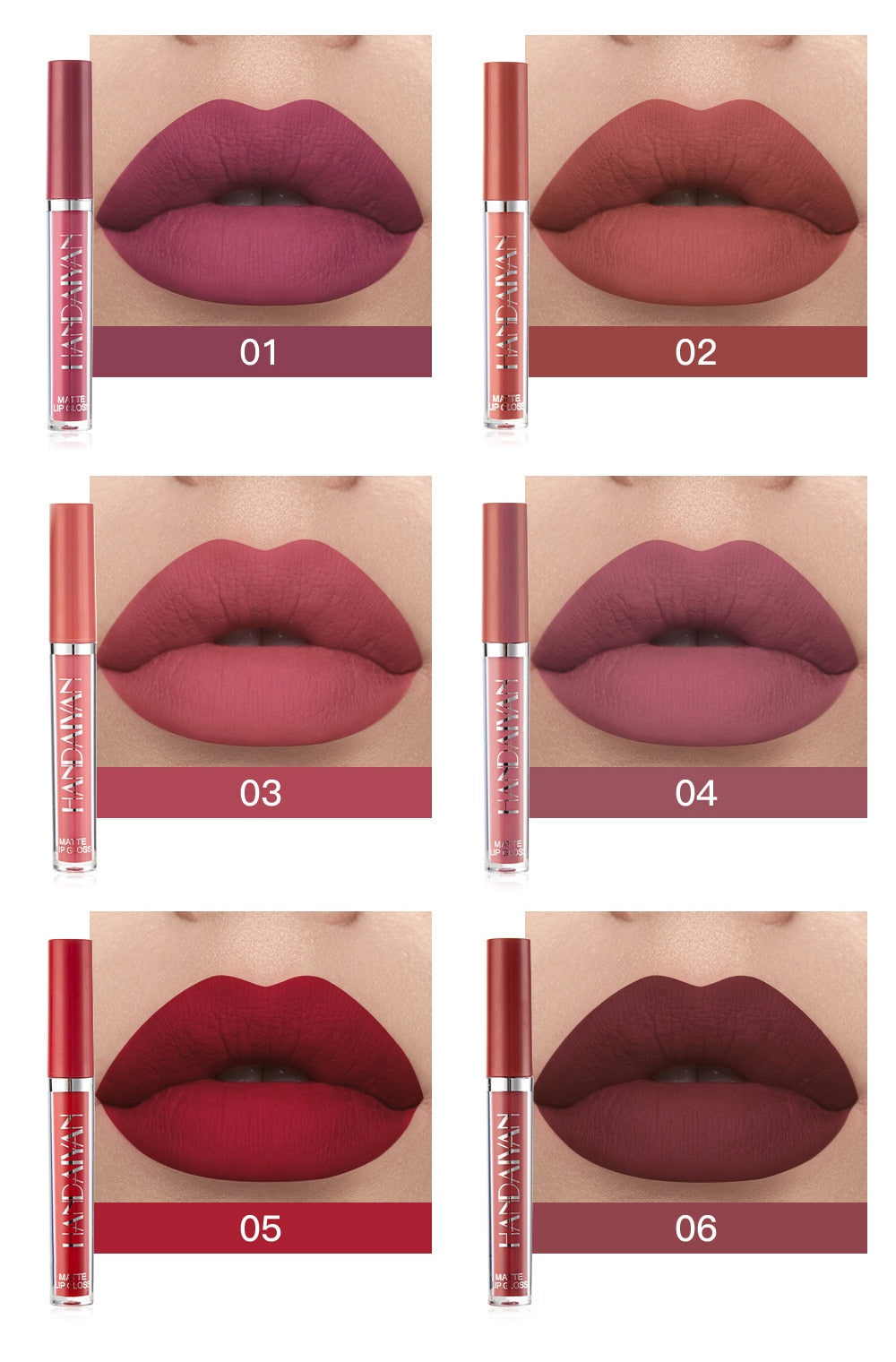6 pçs/conjunto Matte Velvet Lip Gloss