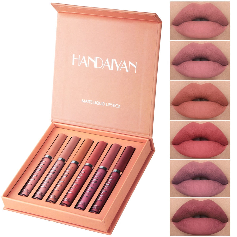 6 pçs/conjunto Matte Velvet Lip Gloss