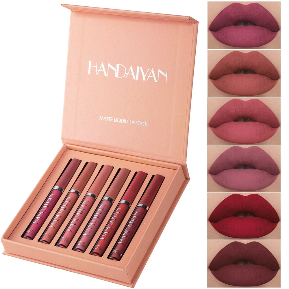 6 pçs/conjunto Matte Velvet Lip Gloss